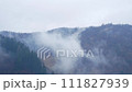 Misty Carpathian Mountains fog clouds motion landscape. Foggy morning green fir trees Scenic forest rainy day. Calm tranquil Carpathians summit wood Ukraine Europe travel. Eco Local tourism Recreation 111827939