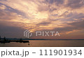 Sunset timelapse of a small fishing port 111901934