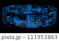 Grid structure men stay near transparent situational maps. Mystical 3D animation. 111953863