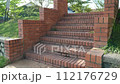 Looking up to the brick stairs in the morning. 112176729