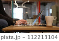 A programmer coding at lap top at coworking space 112213104