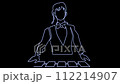 Female dealer dealing cards - one stroke Female dealer dealing cards - one stroke 112214907