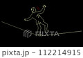 Office worker walking a tightrope - one stroke Office worker walking a tightrope - one stroke 112214915