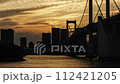 Twilight dusk timelapse with colourful clouds over the Rainbow Bridge and Tokyo Skyline 112421205