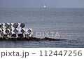 テトラポットと波と海鳥 112447256