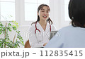 問診をする笑顔の女性医師と女性患者 112835415