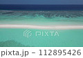 stunning blue ocean and sandy white island maldives top drone aeral view deserted hidden beach 112895426