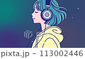 girl listening to music with headphones 113002446