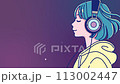 girl listening to music with headphones 113002447