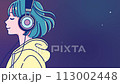 girl listening to music with headphones 113002448