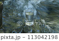 Drinking water poured into a glass and a mountain stream 113042198