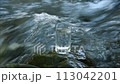 Drinking water poured into a glass and a mountain stream 113042201