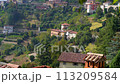 Beautiful buildings on the hills. Bergamo. Beautiful, panoramic view. Journey to Italy. Green Summer Landscape. 113209584