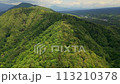 Aerial view of a mountain ridge covered in thick forest in a volcanic area (Lake Saiko, Japan) 113210378