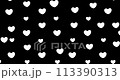 Motion animation heart transitions on black background. 113390313