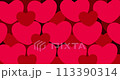 Motion animation heart transitions on black background. 113390314
