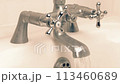 Old Fashioned Taps Running Bath 113460689