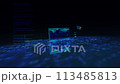 Digital space background with business data graph. Futuristic interface app running code in virtual space. 113485813
