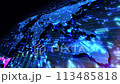 Digital space animation of business data graphs and world map. 113485818