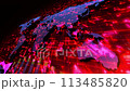 Digital space animation of business data graphs and world map. 113485820