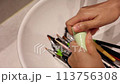 Cleaning makeup brushes, washing makeup tools 113756308