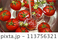 Washing tomatoes in water, removing tomato stems, cooking tomatoes 113756321