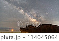 タイムラプス 星空 天の川 船 114045064
