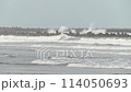 Rough waves crashing violently against the tetrapods at Kujukuri Coast 114050693