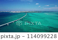 Drone shot of the Irabu Bridge connecting Miyako Island and Irabu Island and the blue sea① 114099228