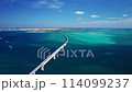 Drone shot of the Irabu Bridge connecting Miyako Island and Irabu Island and the blue sea⑤ 114099237
