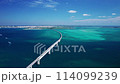 Drone shot of the Irabu Bridge connecting Miyako Island and Irabu Island and the blue sea⑥ 114099239
