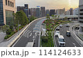 Busy street in Yokohama, Japan, on a holiday at sunset 114124633