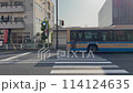 A passing bus on a street in Yokohama, Japan 114124635