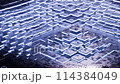 abstract high technology waving cubes with neon light effect 114384049