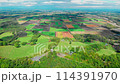 北海道十勝地方の平野をドローンからの空撮 114391970