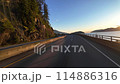 Scenic Road during Sunny Sunset. Water, Trees, Islands. Spring Season. Sea to Sky Highway 114886316