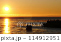 Sunset over the sea. Twilight view. Copy space. 114912951
