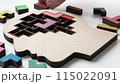 A hand inserts puzzle elements into the head as a concept for psychotherapy, training or mentoring. 115022091