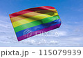 3D flag of Rainbow-LGBT waving in the wind on sky background.,Rainbow flag waving on a clear day.Animated Gay LGBT flag 115079939