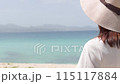 女模特，沖繩美麗的海灘，碧海藍天 115117884