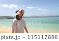 女模特，沖繩美麗的海灘，碧海藍天 115117886