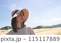女模特，沖繩美麗的海灘，碧海藍天 115117889