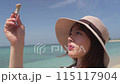 女模特，沖繩美麗的海灘，碧海藍天 115117904