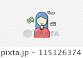 call center girl icon animation, female customer service lottie animation icon video, looped element alpha channel video 115126374