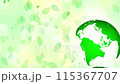 Background with a rotating globe and falling green leaves 115367707