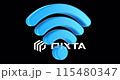 Wi-Fi blue symbol, rotation animation seamlessly loopable. 3D rendering isolated on transparent background 115480347