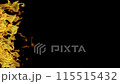 Real fire on a black background. Fire on the left side of the screen 115515432