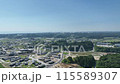 福島県双葉郡双葉町の街並みと福島第一原発と海を空撮 115589307