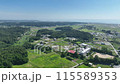 福島県双葉郡双葉町の街並みと福島第一原発と海を空撮 115589353
