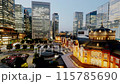 Tokyo twilight lighting up the skyscrapers surrounding Tokyo Station time lapse 115785690
